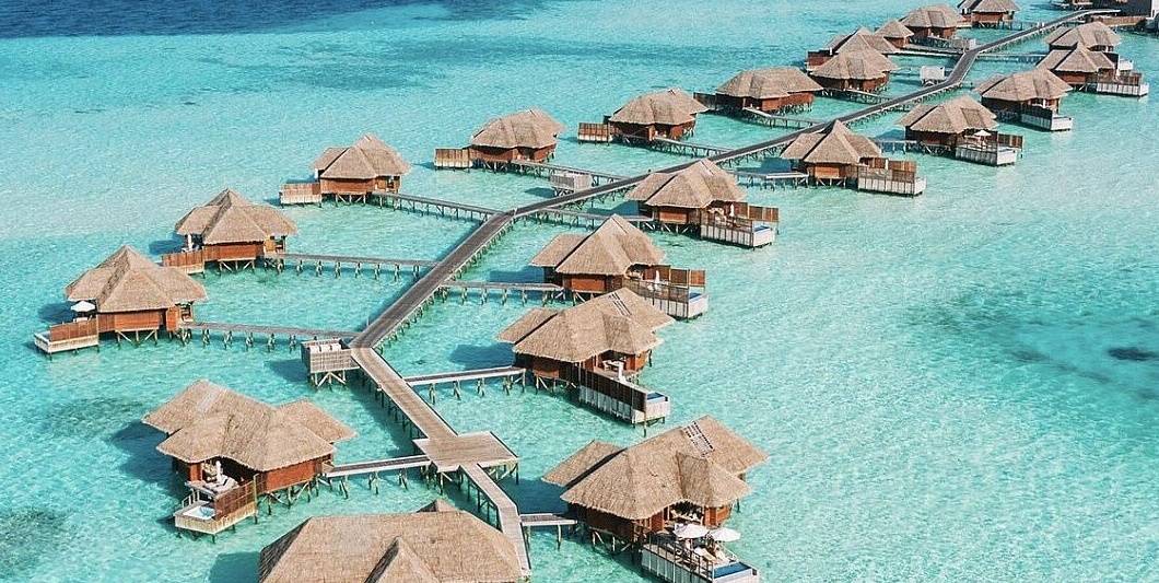 Beautiful island huts in the Maldives.