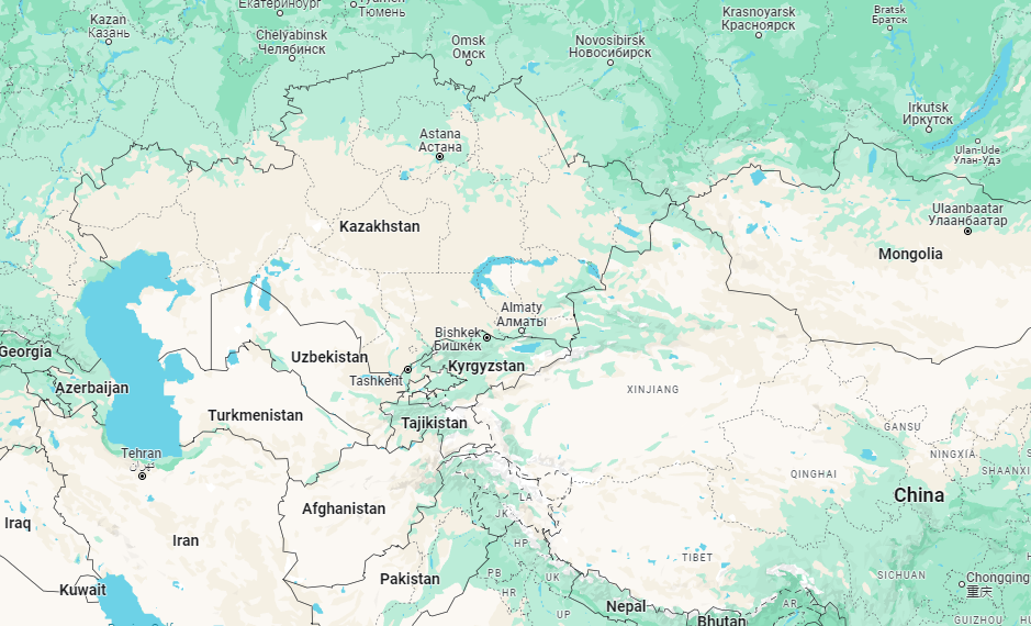 Central asia map of area